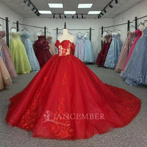 <b>Red</b> Ball Gown Wedding Dress Plus Size Bridal Gown Dy20259-2 - Product Image 4