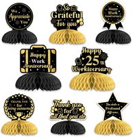 Centros de Mesa con Diseño de Panal de Abeja en Negro y Dorado para el 25.º Aniversario de Trabajo, Decoración Temática para la Celebración del 25.º Aniversario de Trabajo en la Oficina