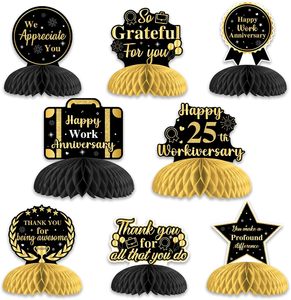 Centros de Mesa con Diseño de Panal de Abeja en Negro y Dorado para el <span class=keywords><strong>25</strong></span>.º <span class=keywords><strong>Aniversario</strong></span> de Trabajo, Decoración Temática para la Celebración del <span class=keywords><strong>25</strong></span>.º <span class=keywords><strong>Aniversario</strong></span> de Trabajo en la Oficina - Product Image 1