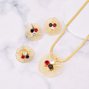 Lucky Clover <strong>Necklaces</strong> for Women Teen Girls Cute Gold Stainless Steel Clover Earrings <strong>Rings</strong> <strong>Necklace</strong> Prom <strong>Wedding</strong> Jewelry Set - Product Image 1