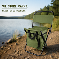 Chaise de pêche pliable portable avec sac isotherme intégré, dossier, capacité de 110 kg, 1,3 kg, légère, tabouret de camping en plein air, pique-nique