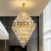 JYLIGHTING Lustres longs dorés sur mesure, luminaires suspendus de luxe pour plafond, lampes LED pour escalier, lustre moderne en cristal