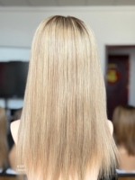 SHY Mini perruque en cheveux humains vierges lisses et soyeux, avec contour en PU, pour remplacement capillaire de petite surface, vente en gros pour distributeurs