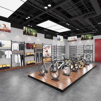 Présentoir Commercial pour Vêtements de Cyclisme et Équipements de Vélo – Support et Étagère d'Exposition