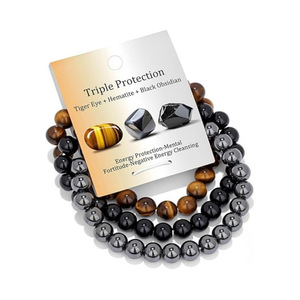 Bracelet extensible perlé pour homme en hématite Ximang, œil de tigre et lapis-lazuli, vente chaude transfrontalière - Product Image 2