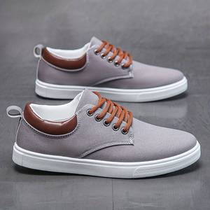 Chaussures basses en toile contrastée pour hommes, à tête ronde et à lacets, chaussures décontractées classiques confortables et polyvalentes pour hommes