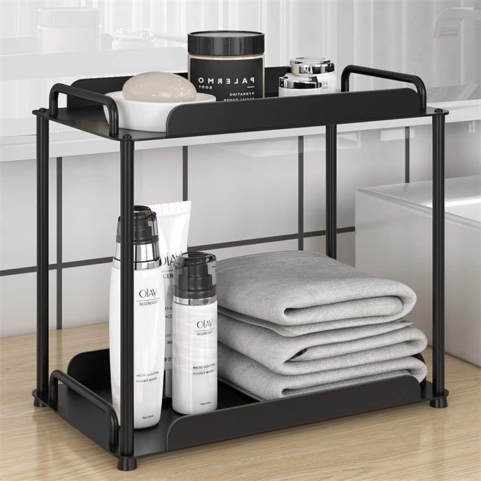 Heavy Duty Metal 2 Tier Standing Rack Bathroom Organizer Countertop Storage Shelf