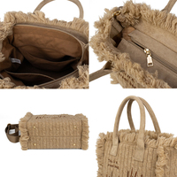 Sac fourre-tout en tricot torsadé pour femme avec broderie de logo personnalisé, bordure à franges et bandoulière large amovible – Fabricant