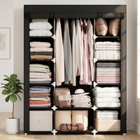 Mavivegue Armoire Pliable Multifonctionnelle Portable, Organisateur de Rangement Autoportant pour Chambre, Noir, 5 Niveaux, 59 L x 18 P x