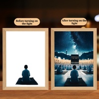 Lampe à cadre LED 4D musulmane, image de Jésus, veilleuse, murale religieuse, décoration de la maison, Ramadan, chrétien, rechargeable par USB, à intensité variable