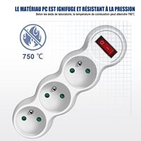 Adaptateur de prise électrique française de type E à 3 voies Pheiyon CE RoHS, 16A 230V 3680W, interrupteur mural, sécurité enfant, maison, cuisine