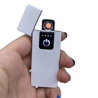 Briquet électrique sans flamme, rechargeable par USB, résistant au vent, sensible au toucher, avec boîte cadeau pour offres promotionnelles