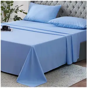 100% Polyester Mikro faser drei Linien Stickerei Luxus Bettwäsche billige Bettlaken Set 4 Stück für USA