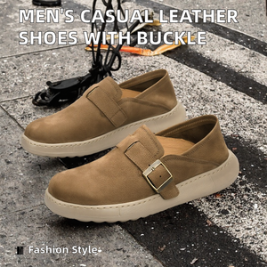 Zapatos de Hombre de Cuero Genuino Casuales y de Negocios, Tallas 38-44, con Hebilla Metálica Moderna y Suela de Goma, Zapatos para Caminar a la Moda - Product Image 2