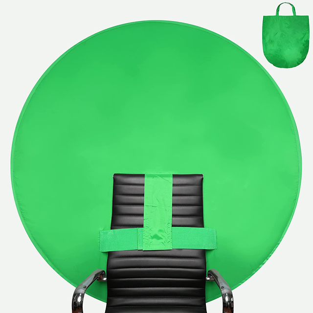 Portable Green Collapsible Webcam Backdrop Chroma Key Green Screen Attaches to Chair for Zoom Webex Teams