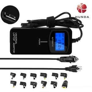 HUNDA 90W Automatic LCD 2 in 1 Adapter with 12pcs DC Connectors for Home and Car