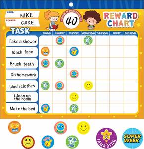 32 Tablas de Tareas, Sistema de Recompensas por Comportamiento, Bloc de Tablas de Tareas con Pegatinas para Niños con 2328 Pegatinas, Libro de Recompensas Magnético - Product Image 1