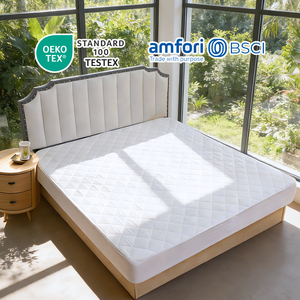 Protège-matelas matelassé <span class=keywords><strong>de</strong></span> luxe imperméable, doux, respirant et silencieux, certifié Oeko-Tex, avec poches profondes, blanc, ajusté - Product Image 1