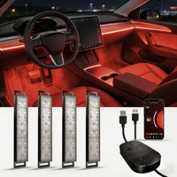 Kit d'éclairage intérieur de voiture YiLaie à LED multicolores avec mode DIY via application, synchronisation musicale, ruban adhésif double face 3M, DC 12V/5V