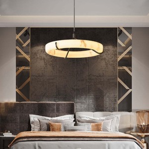 Luminaire suspendu rond moderne en marbre, LED, pour salon, salle à manger, chambre à coucher, lampe de plafond blanche, couverture de 5 à 10 m² - Product Image 2