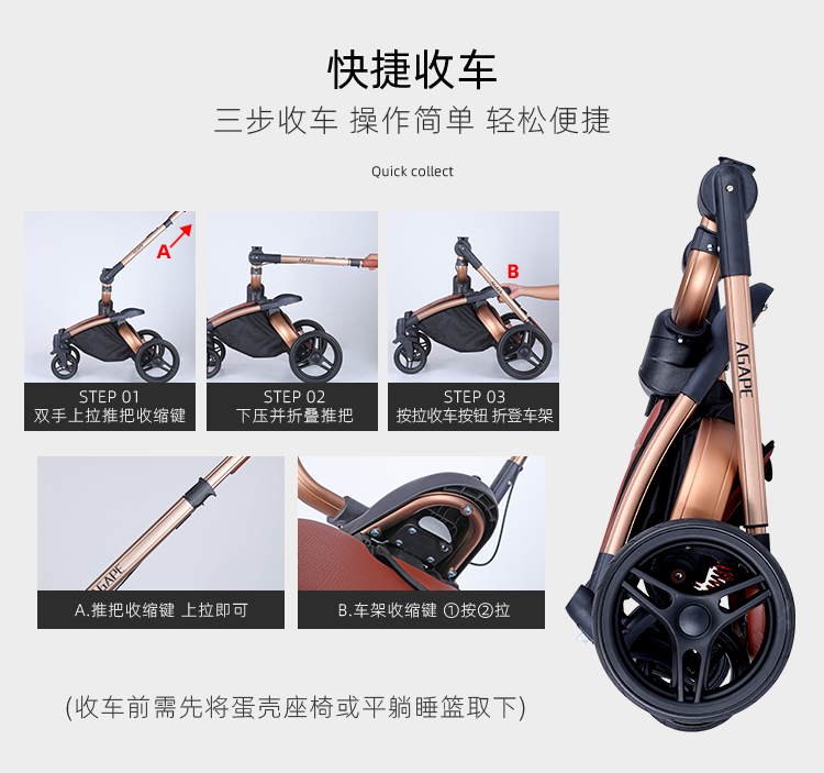 Fast Shipping Door To Door Luxury Baby Stroller 3 in 1 Folding bi-directional high landscape stroller baby pram china factory