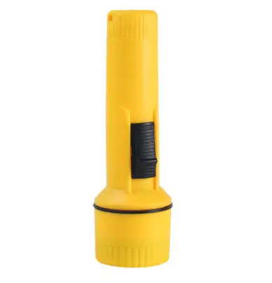 Lampe de poche en plastique, torche jaune à led bon marché, batterie sèche, ampoules anciennes, torche d'avertissement, 20 pièces