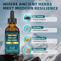 Gouttes orales liquides de Shilajit Rosebest personnalisées 12-en-1, formule à base de plantes 100% naturelle, complément énergétique au Shilajit avec mousse marine