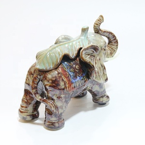 Adornos de cerámica de animales para decoración del hogar, artesanías hechas a mano, con hojas de plátano y elefante - Product Image 6