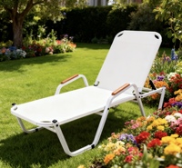 Chaise longue de relaxation moderne en aluminium métallique pour l'extérieur, pliable, portable, avec accoudoirs, pour la plage, le camping et le soleil