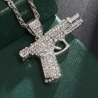Bling glacé hommes mitraillette pendentif collier Cool Hip Hop Rock Punk Style rue fête bijoux cadeau en alliage