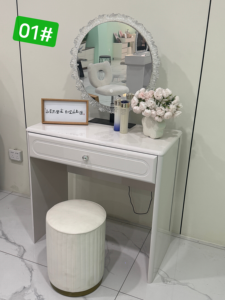 Modern Standing <b>Vanity</b> <b>Table</b> with <b>Mirror</b> Makeup Desk White MDF Storage Bedroom Furniture - Product Image 4
