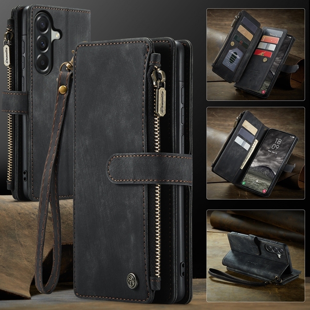 Caseme C30 PU Leather with Card Holder Flip Wallet Mobile Phone Case for Samsung Galaxy A57 Leather Back Cover Phone Cases