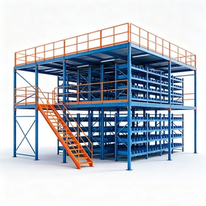 Système de rayonnage industriel pour entrepôt avec structure en acier, plancher en mezzanine et plateforme de stockage, avec aménagement personnalisé - Product Image 2