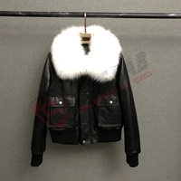 Veste courte en similicuir pour femme avec col en fourrure, fermeture éclair, style motard, vêtement d'extérieur d'hiver