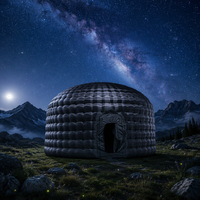 Tente de discothèque commerciale noire imperméable, grande, pop-up, portable, avec éclairage LED, installation facile, résistante aux UV et au vent, pour les fêtes