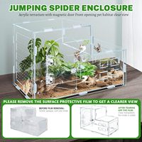 Terrarium pour araignées sauteuses en acrylique transparent et ventilé avec porte avant à clipser 9,8*5,5*6,8 pouces Habitat pour reptiles et grenouilles