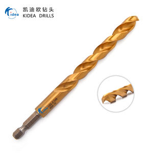 <span class=keywords><strong>Foret</strong></span> hélicoïdal <span class=keywords><strong>HSS</strong></span> KIDEA <span class=keywords><strong>Cobalt</strong></span> 5% M35 avec revêtement en <span class=keywords><strong>titane</strong></span>, pointe fendue à 135 degrés, type N, coupe à droite, 0,5-20 mm - Product Image 1