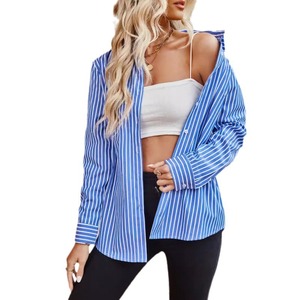 Camicia Casual a maniche lunghe Casual da donna a righe Casual camicia semplice alla moda - Product Image 5