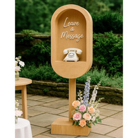 Cabine téléphonique en métal personnalisée pour livre d'or audio de mariage avec messagerie vocale et enseigne néon