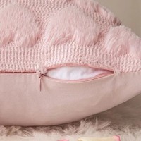 Housse de coussin en forme de cœur rose 18x18 pouces, en fausse fourrure pelucheuse, pour la Saint-Valentin, vente en gros pour canapé, sofa, décoration de chambre