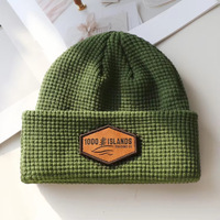 Bonnet unisexe en acrylique à tricot gaufré, brodé en 3D, style pêcheur, pour sports d'hiver décontractés