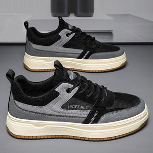 Vintage Color <b>Block</b> Mesh Casual Sneakers Comfort Thick Platform Skate Shoes Lightweight Outdoor Walking Shoes For Men shoes - Product Image 5
