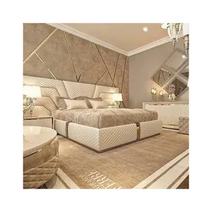 1,5 M Vollbett Nordic White Queen-Size-Schlafzimmer-Sets Luxus moderne gepolsterte Holzbett-Set Möbel Schlafzimmer-Set