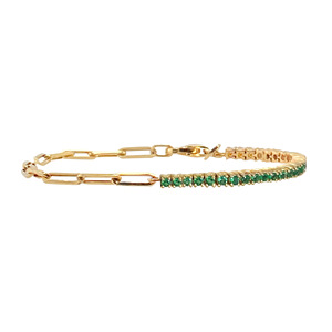 Ensemble de bijoux de mode plaqué or 18 carats Bracelets de chaîne à maillons en zircon coloré empilables pour bracelet bijoux à breloques - Product Image 5