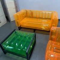 Canapé gonflable de luxe en TPU transparent avec structure en acier inoxydable, imperméable, couleur et taille personnalisables pour une utilisation en intérieur/extérieur