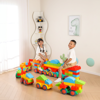 Grand ensemble de construction de véhicules en briques, voiture et train DIY avec roues détachables pour enfants