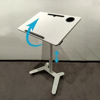 Bureau informatique réglable en hauteur avec vérin à gaz, base en fer, pieds en aluminium, plateau en MDF, pliable, réglage de la hauteur (740-1125mm) pour un confort optimal