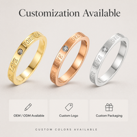Edelstahl 18K Roségold Plattiert Paarringe Laborgezüchteter Zirkon Ewige Liebe Graviert Hochzeitstag Hypoallergen