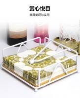 Boîte à mouchoirs en bois massif moderne multicolore avec base en bois pour restaurant occidental, hôtel, café, table, cuisine, papier durable, métal