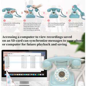 Livre d'or audio et vidéo Fournitures de mariage Livre d'or pour message d'invité Livre d'or pour audio Décor de téléphone antique Téléphone de maison bleu - Product Image 6